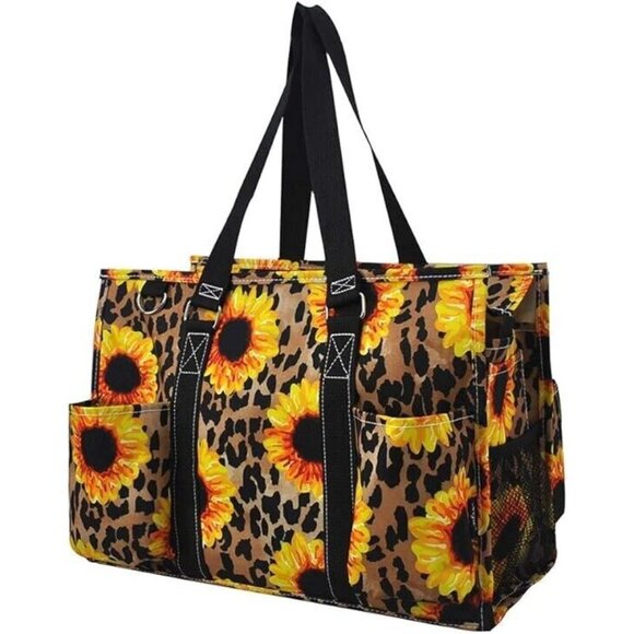 NGIL All Purpose Organizer Medium Canvas Tote Bag Leopard Sunflower - Picture 4 of 4